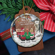 Gift For Bestie, Gift For Brothers, Gift For Sisters - This Is Us A Little Bit Of Crazy - Personalized Circle Glass Ornament