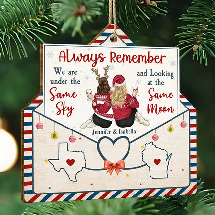 Always Remember We Are Under The Same Sky - Personalized Custom Shaped Wooden Ornament