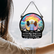 Gift For Bestie,Gift For Sisters,Gift For Brothers,Happy - The Bond Between Us Will Always Be Strong - Personalized Window Hanging Suncatcher Ornament