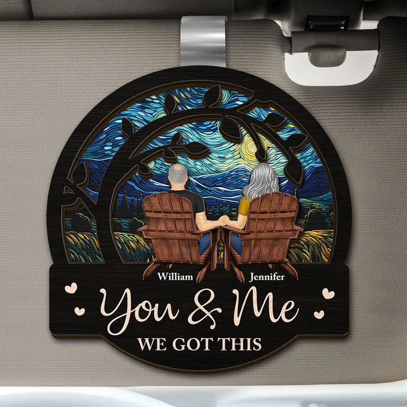 Gift For Couples, Gift For Husband, Gift For Wife, Gift For Boyfriend, Gift For Girlfriend - Couple You & Me We Got This - Personalized Custom Shaped Car Visor Clip