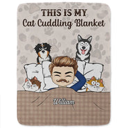 Gift For Couples, Pet Couple, Pet Lovers, Gift For Husband, Gift For Wife, Cat Lovers, Dog Lovers, Cat Couple, Dog Couple - My Cat Cuddling Blanket Chibi - Personalized Fleece Blanket, Sherpa Blanket