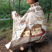 Gift For Couples, Pet Couple, Pet Lovers, Gift For Husband, Gift For Wife, Cat Lovers, Dog Lovers, Cat Couple, Dog Couple - My Cat Cuddling Blanket Chibi - Personalized Fleece Blanket, Sherpa Blanket