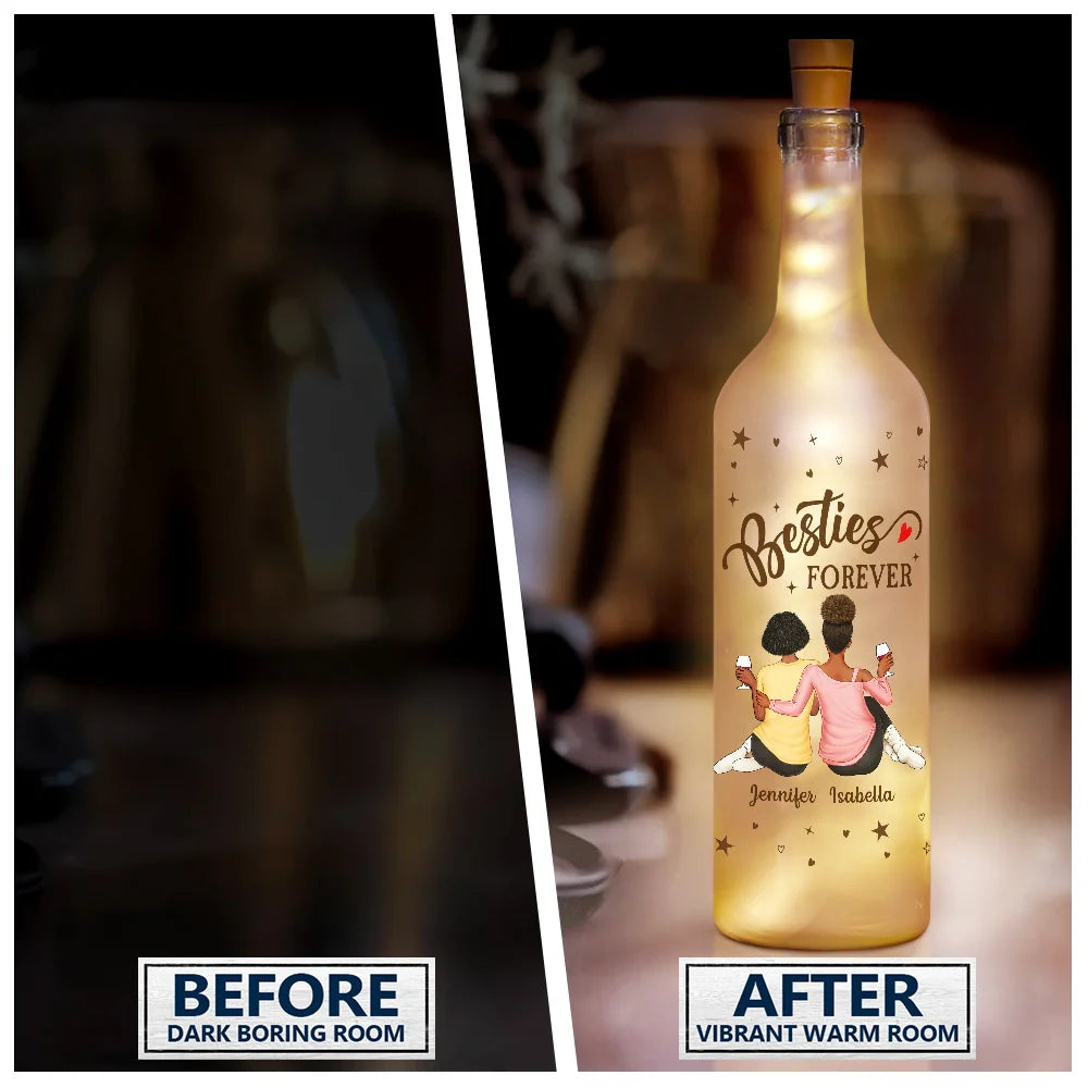 Gift For Bestie - Good Friends Are Like Stars - Personalized Bottle Light
