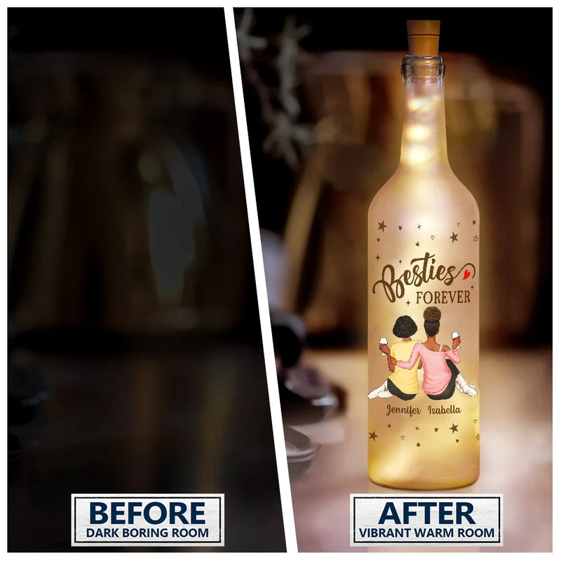 Gift For Bestie - Good Friends Are Like Stars - Personalized Bottle Light
