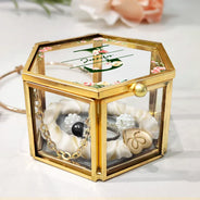 Gift For Women,Gift For Yourself,Happy - Monogram Floral - Personalized Glass Jewelry Box