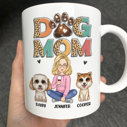 Dog Mom Leopard - Personalized Mug