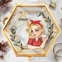 Gift For Yourself, Gift For Women - Monogram Botanical Women - Personalized Glass Jewelry Box