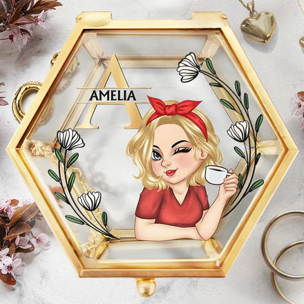 Monogram Botanical Women - Personalized Glass Jewelry Box