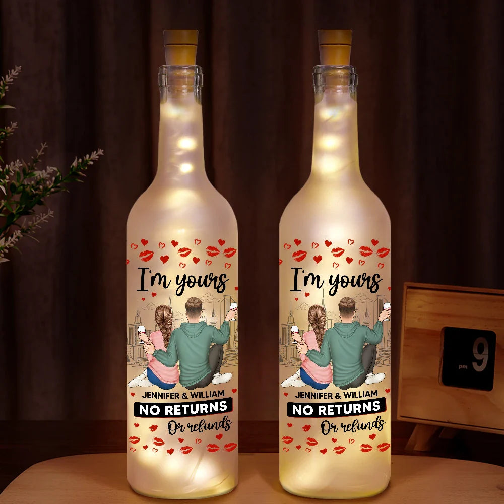 Gift For Couples,Gift For Husband,Gift For Wife,Gift For Boyfriend,Gift For Girlfriend,Happy - Couple I'm Yours No Returns Or Refunds - Personalized Bottle Light