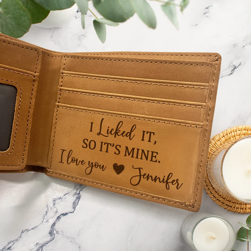 Gift For Couples, Gift For Husband, Gift For Boyfriend - I Licked It So It's Mine - Personalized Bifold Wallet