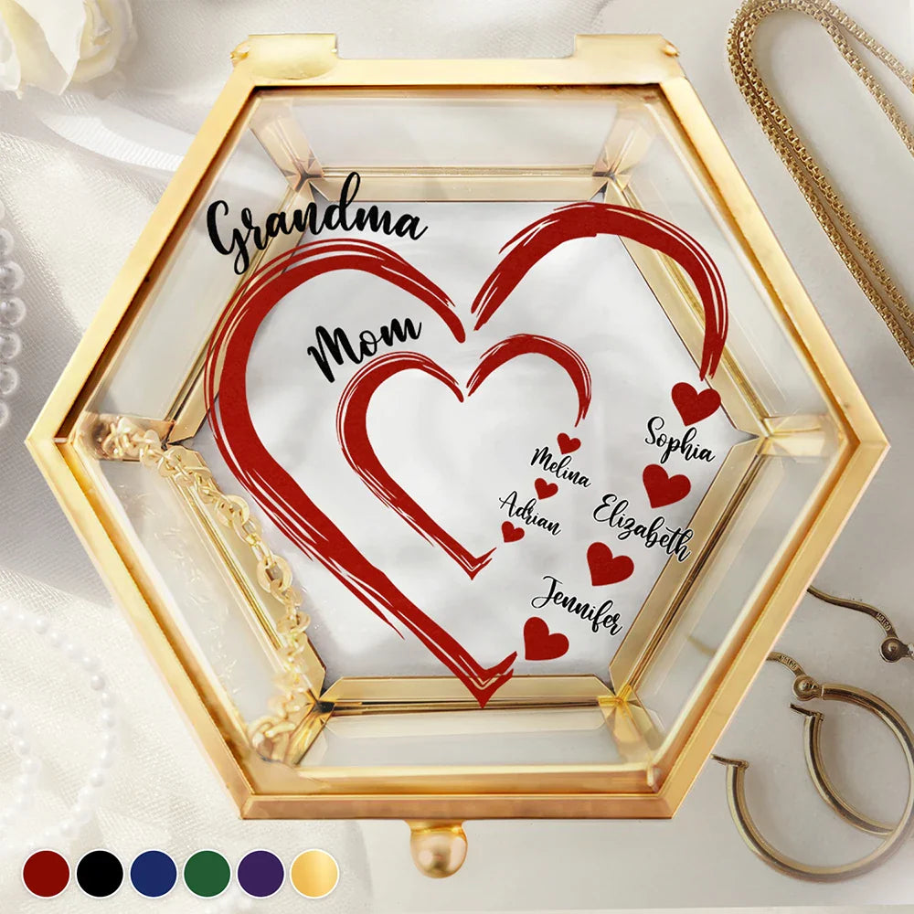 Mom's Grandma's Sweethearts - Personalized Glass Jewelry Box