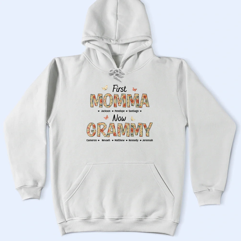 Gift For Mother, Mom - Children, Happy - First Mom Now Nana Flower Pattern - Personalized T Shirt