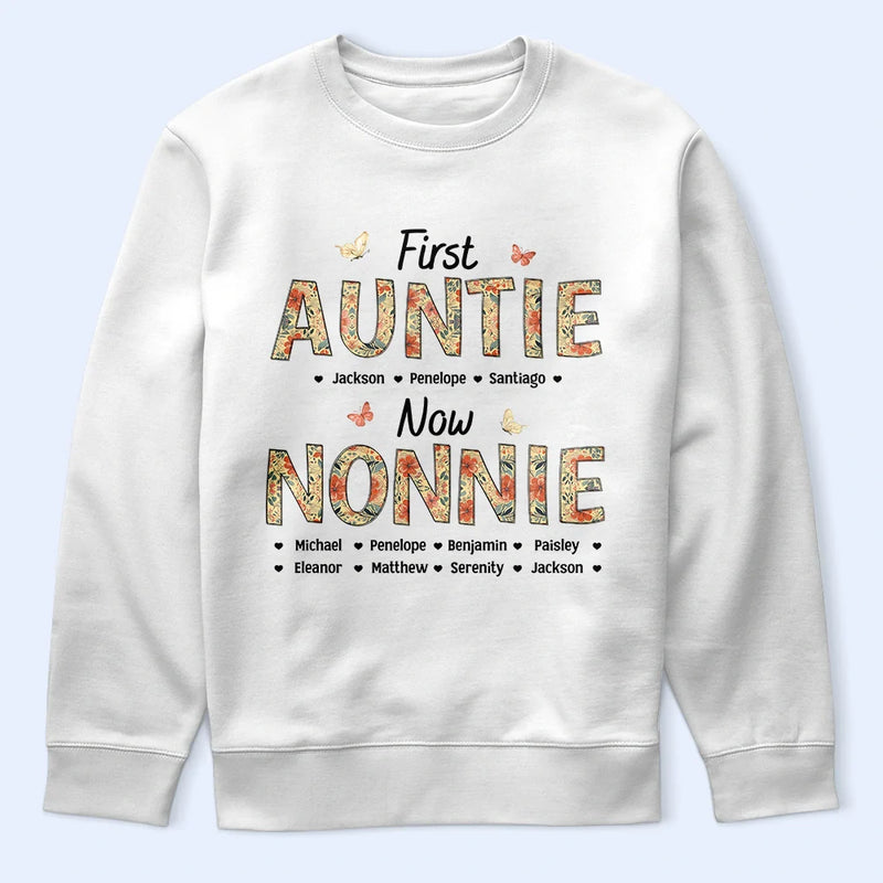 Gift For Mother, Mom - Children, Happy - First Mom Now Nana Flower Pattern - Personalized T Shirt