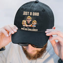 Gift For Father,Dad,Children - Just A Dad And His Girl 3D Effect Crossed Arms - Personalized Vintage Washed Denim Cap