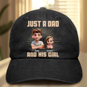 Gift For Father,Dad,Children - Just A Dad And His Girl 3D Effect Crossed Arms - Personalized Vintage Washed Denim Cap