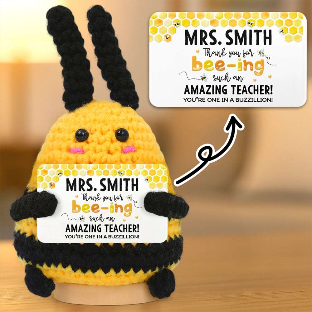 Thank You For Bee-ing Such An Amazing Teacher - Personalized Doll Crochet With Custom Card