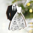 First Christmas Ornament Couple Bride & Groom - Personalized 2-Layered Mix Ornament