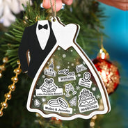 First Christmas Ornament Couple Bride & Groom - Personalized 2-Layered Mix Ornament
