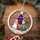 Christmas,Long Distance,Gift For Bestie,Happy - Long Distance Friends My Heart Stays With You - Personalized 2-Layered Wooden Ornament