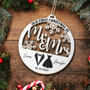 Christmas,Gift For Couples,Gift For Husband,Gift For Wife,Happy - First Christmas Couple Merry & Married - Personalized Custom Shaped Wooden Ornament