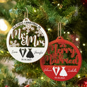 Christmas,Gift For Couples,Gift For Husband,Gift For Wife,Happy - First Christmas Couple Merry & Married - Personalized Custom Shaped Wooden Ornament