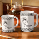 Gift For Wife,Gift For Girlfriend,Gift For Yourself,Gift For Women,Gift For Mother,Gift For Grandma,Love - Mediterranean Pattern With Birth Month Flower - Personalized White Edge-to-Edge Mug