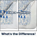 Gift For Mother,Gift For Grandma,Happy - Grandma Mom Toile De Jouy Pattern - Personalized Fleece Blanket, Sherpa Blanket