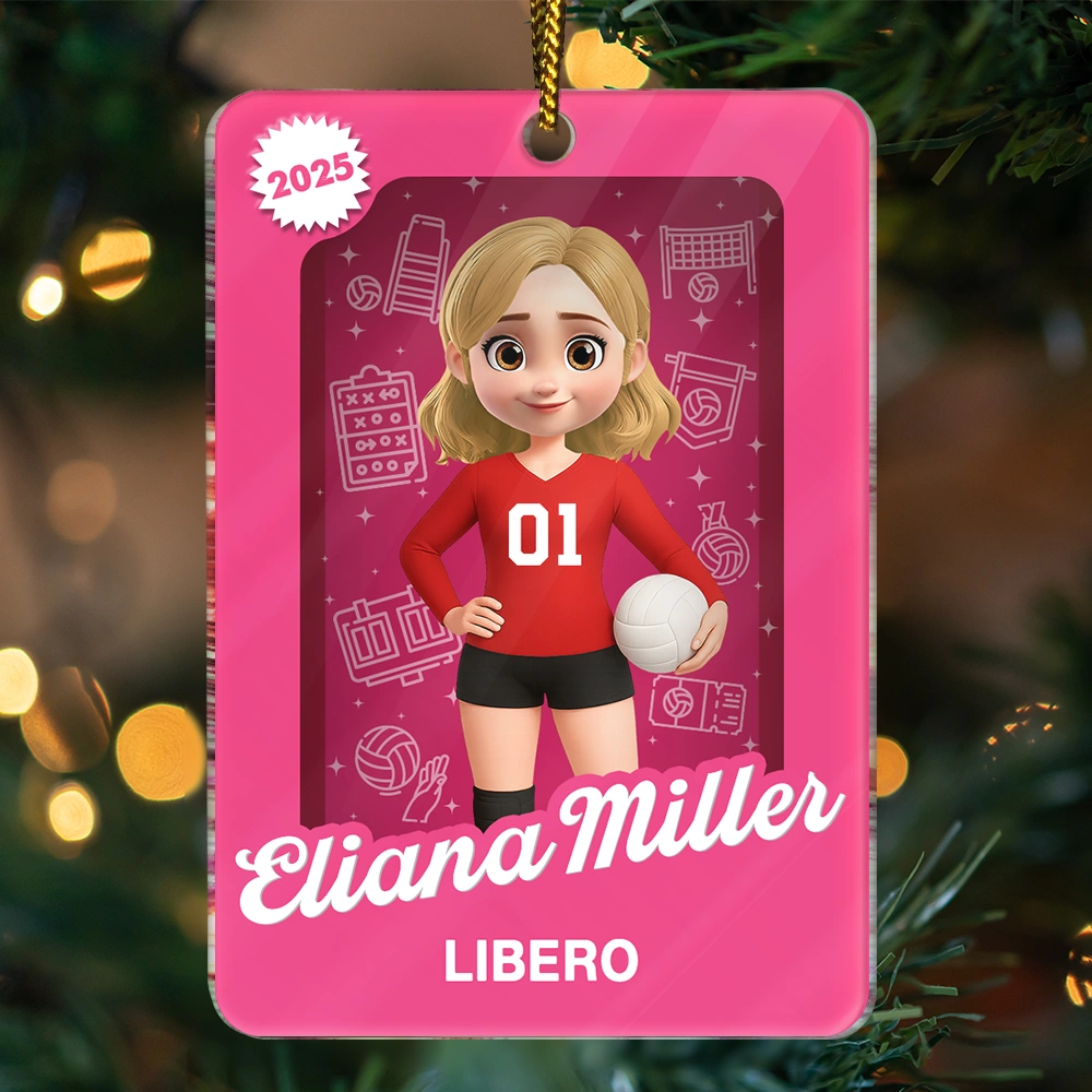 Gift For Yourself,Gift For Women,Gift For Men,Christmas,Happy - 3D Effect Volleyball Player Toy Box - Personalized Custom Shaped Acrylic Ornament