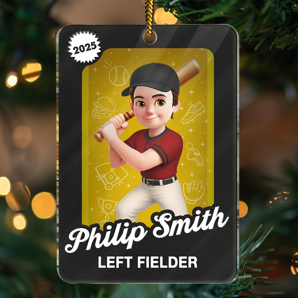 Gift For Yourself,Gift For Women,Gift For Men,Christmas,Happy,Baseball - 3D Effect Baseball Girl Boy Toy Box - Personalized Custom Shaped Acrylic Ornament