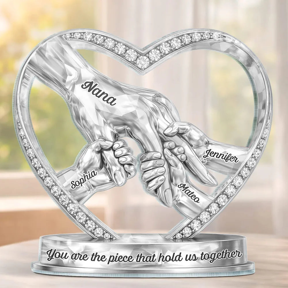 Mom Grandma Holding Hands 3D Effect - Personalized Custom Shaped Acrylic Plaque