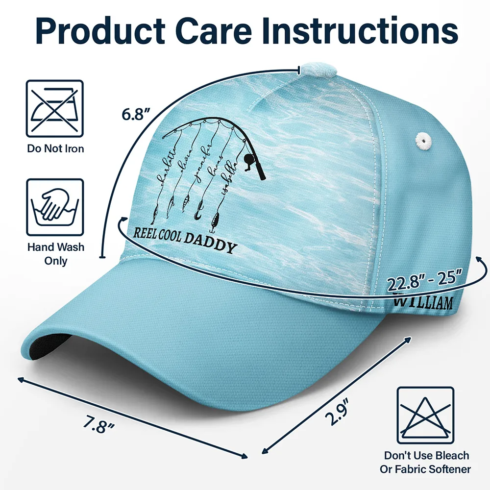 Gift For Father,Gift For Grandpa,Fishing,Grandpa's Hobby,Dad's Hobby,Summer,Non-Eng,Icon,Proud - Reel Cool Grandpa Dad - Personalized Classic Cap