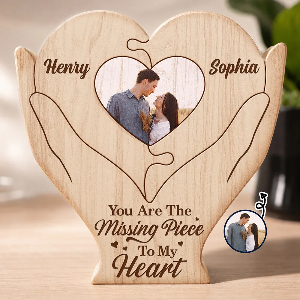 Gift For Couples,Old Couples,Gift For Husband,Gift For Wife,Gift For Boyfriend,Gift For Girlfriend,LGBT,Love,Non-Eng,Romantic - You Are The Missing Piece To My Heart - Personalized Custom Shaped Wooden Puzzle