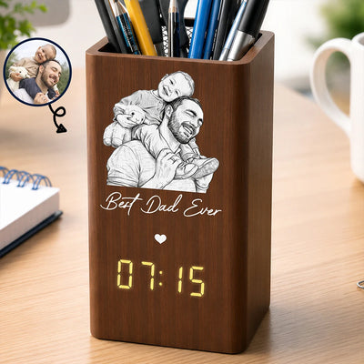 Pen Holder With Clock
