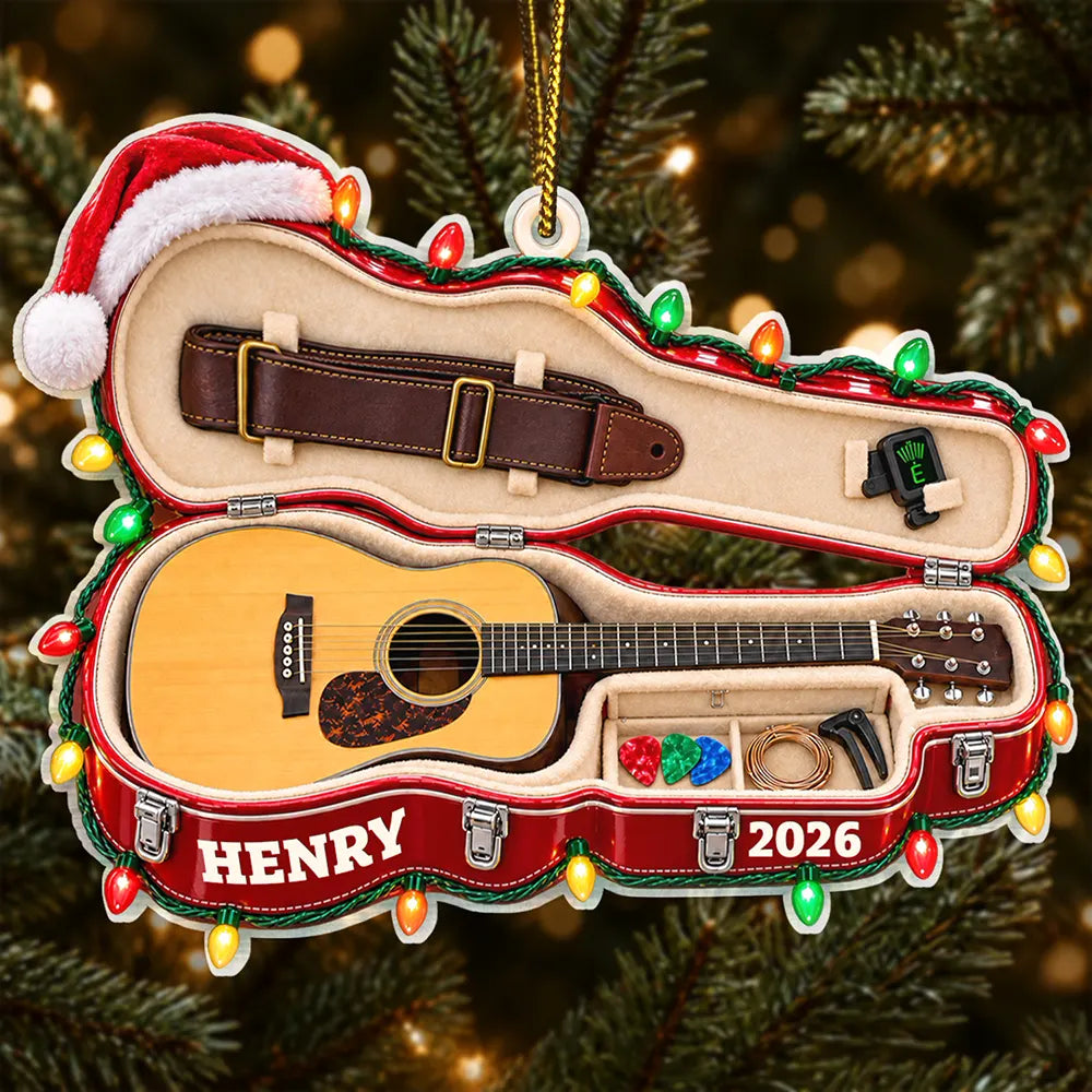 Christmas Gift For Guitar Lovers - Personalized Guitar Case Acrylic Ornament