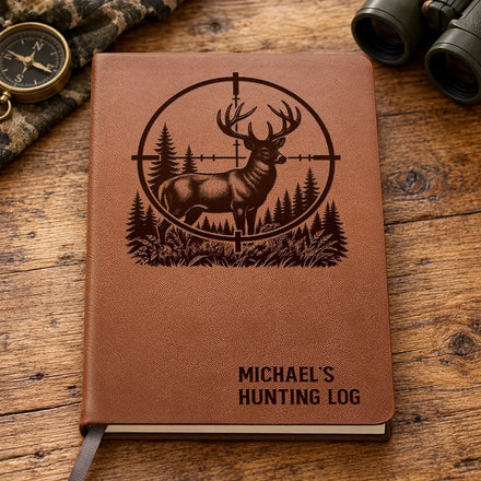 Gift For Hunters Husband Dad Grandpa - Personalized Hunting Log Leather Journal