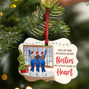 Besties Always Close At Heart - Christmas Gift For BFF - Personalized Custom Aluminum Ornament