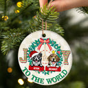 Joy To The World - Christmas Gift For Dog Lover - Personalized Custom Circle Ceramic Ornament