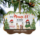 It's Merry In Here Family With Dog Cat - Christmas Gift For Couple - Personalized Custom Wooden Ornament