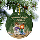 Family Mother Son Daughter Forever Linked Together - Christmas Gift For Mother - Personalized Custom Circle Ceramic Ornament