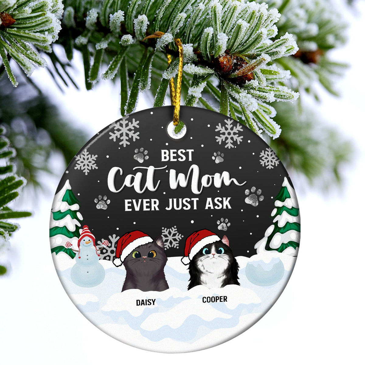 Best Fur Mom Dad Ever Just Ask - Christmas Gift For Dog & Cat Lovers - Personalized Custom Circle Ceramic Ornament