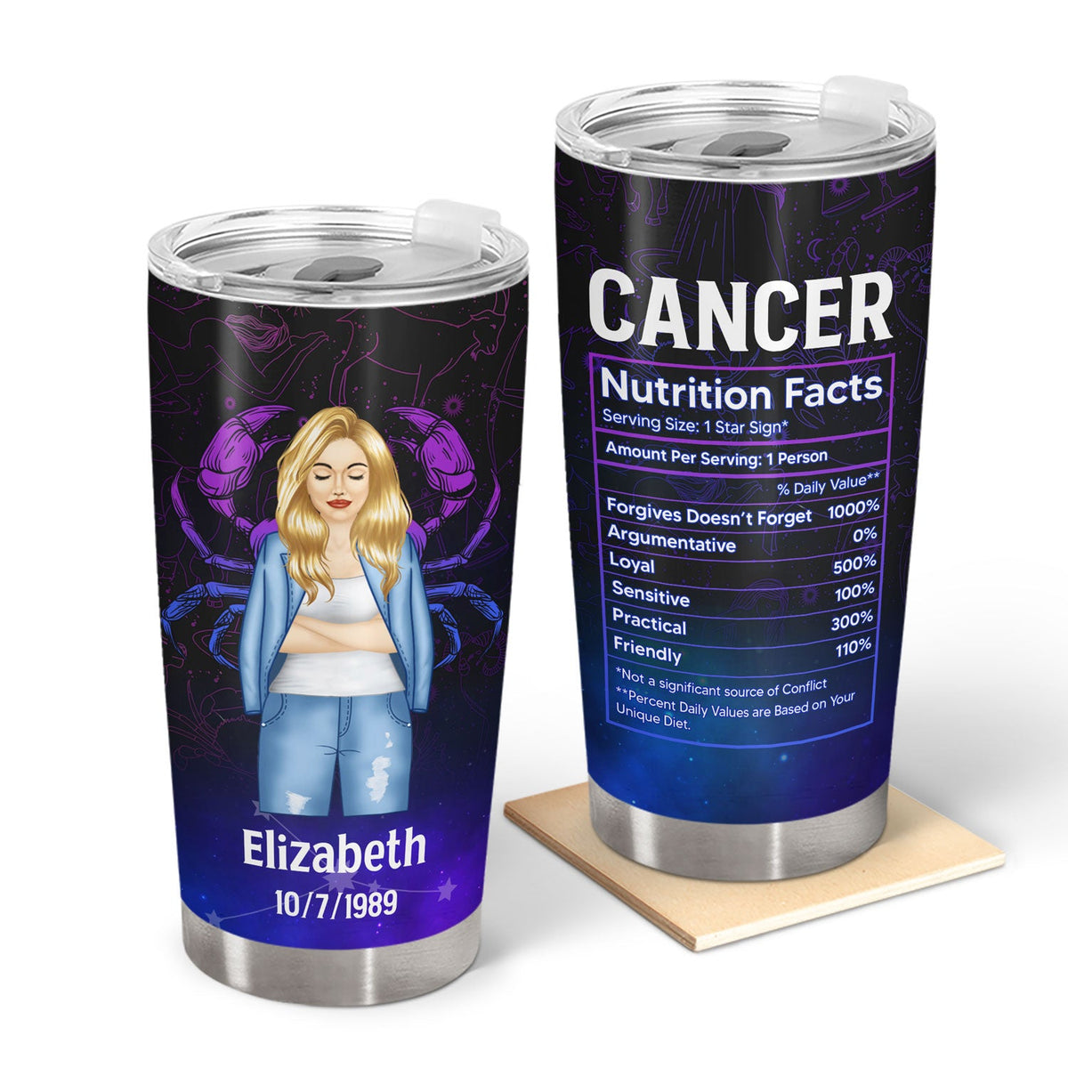 Zodiac Nutrition Facts - Birthday Gift For Women, Besties, Sisters - Personalized Custom Tumbler