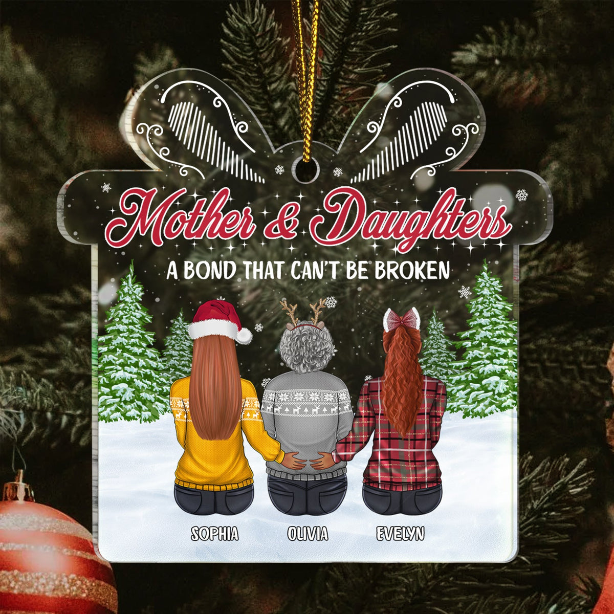 Mother Daughters A Bond That Can't Be Broken - Christmas, Gift For Mom - Personalized Custom Shaped Acrylic Ornament