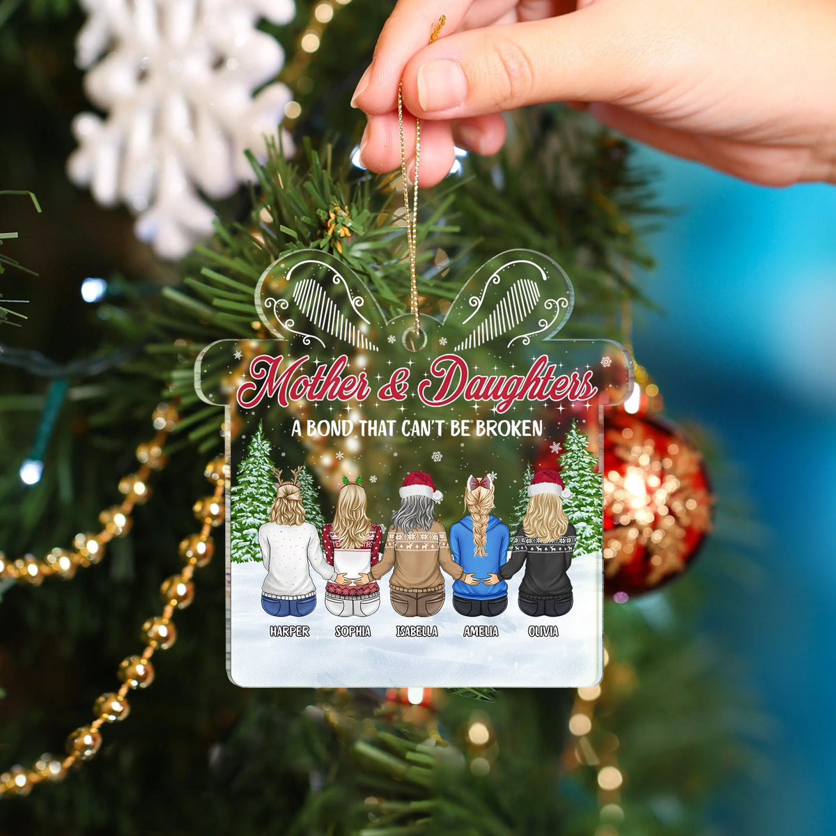 Mother Daughters A Bond That Can't Be Broken - Christmas, Gift For Mom - Personalized Custom Shaped Acrylic Ornament
