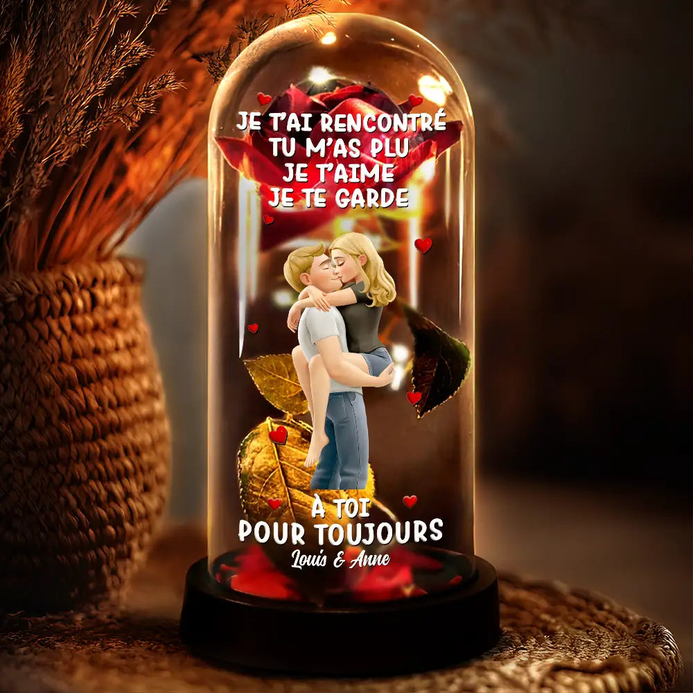 À Toi Pour Toujours - Lampe Dôme À Rose Éternelle Personnalisée