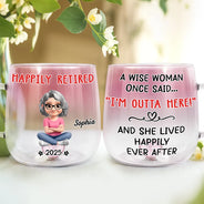 Happy,Retirement,Christmas,Gift For Mother,Gifts For Colleagues,Gift For Yourself,Gift For Women - A Wise Woman Once Said Retirement - Personalized Gradient Glass Mug