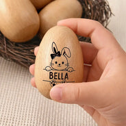 Gift For Kids, Gift For Grandkids, Non-Eng - Adorable Bunny With Name - Personalized Musical Wooden Easter Egg Shaker
