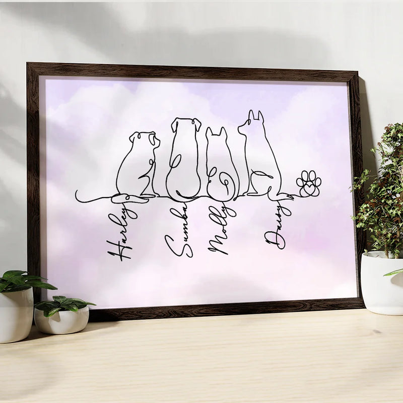 Pet Lovers,Pet Mom,Pet Dad,Dog Lovers,Dog Mom,Dog Dad,Happy - Adorable Dog Line Art - Personalized Poster