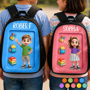 Adorable,Back To School,Gift For Kids,Vector - Adorable Kid Getting Ready For School - Personalized Kids Backpack