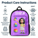 Adorable,Back To School,Gift For Kids,Vector - Adorable Kid Getting Ready For School - Personalized Kids Backpack