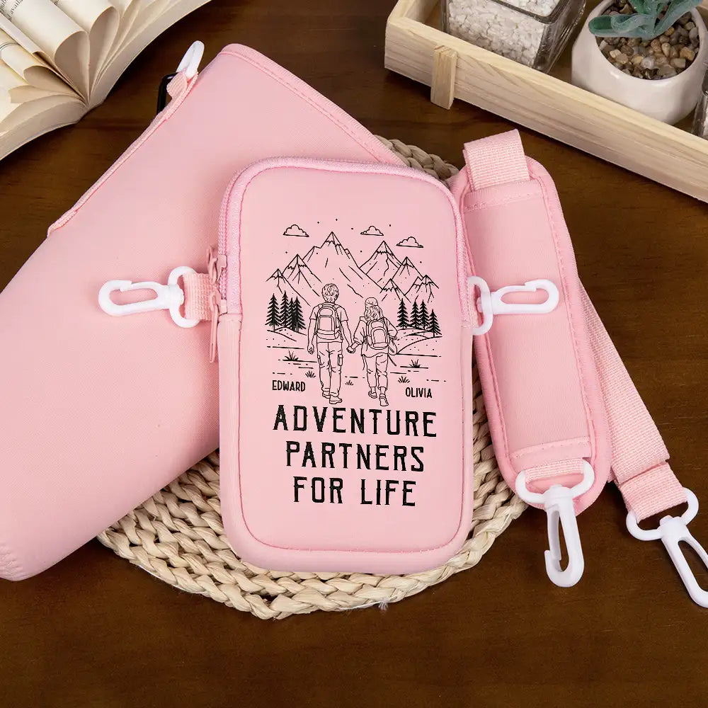 Gift For Couples,Old Couples,Gift For Husband,Gift For Wife,Gift For Boyfriend,Gift For Girlfriend,Happy - Adventure Partners For Life - Personalized Bottle Carrier Bag